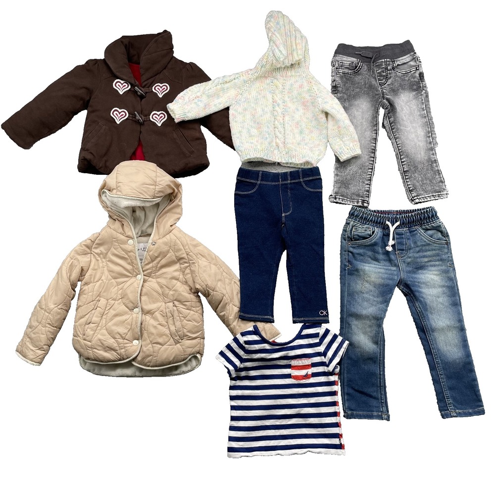 Cat & Jack Gymboree Mix Brand Lot‎ of 7 Girls 2T Toddler Jacket Coat Jeans Shirt